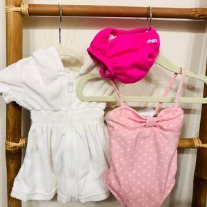 swim bundle, coverup, swim diaper, swimsuit 6-12mo